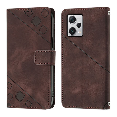 Custodia Portafoglio In Pelle Cover con Supporto YB3 per Xiaomi Redmi Note 12 Pro+ Plus 5G Marrone