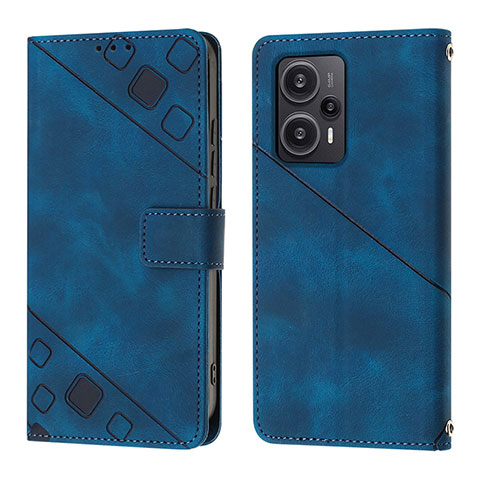 Custodia Portafoglio In Pelle Cover con Supporto YB3 per Xiaomi Redmi Note 12 Turbo 5G Blu