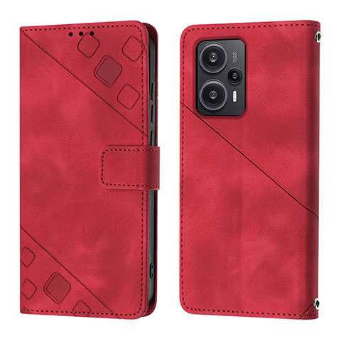 Custodia Portafoglio In Pelle Cover con Supporto YB3 per Xiaomi Redmi Note 12 Turbo 5G Rosso