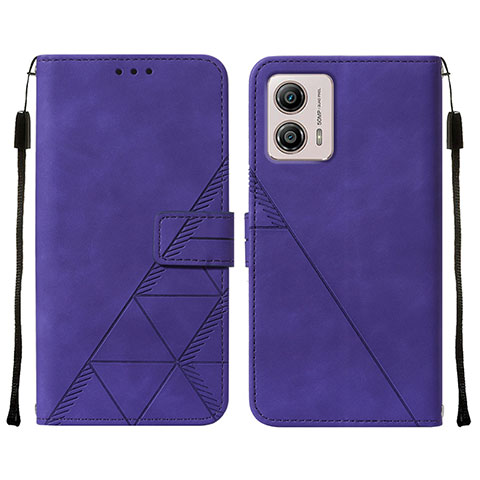 Custodia Portafoglio In Pelle Cover con Supporto YB4 per Motorola Moto G53 5G Viola