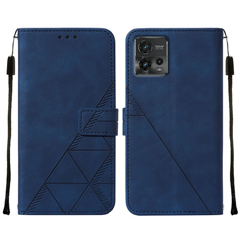 Custodia Portafoglio In Pelle Cover con Supporto YB4 per Motorola Moto G72 Blu