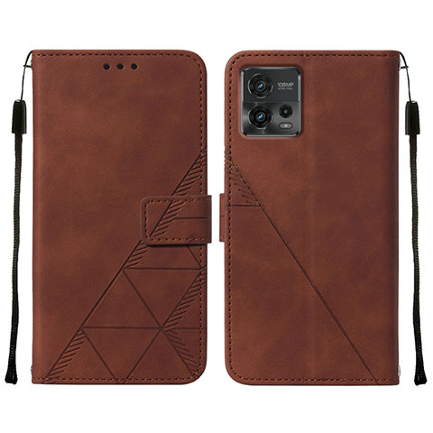 Custodia Portafoglio In Pelle Cover con Supporto YB4 per Motorola Moto G72 Marrone