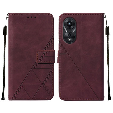 Custodia Portafoglio In Pelle Cover con Supporto YB4 per Oppo A58 5G Rosso