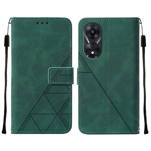 Custodia Portafoglio In Pelle Cover con Supporto YB4 per Oppo A78 5G Verde