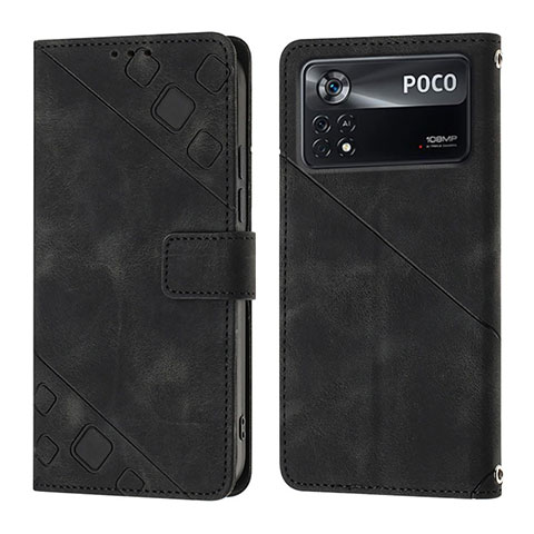 Custodia Portafoglio In Pelle Cover con Supporto YB4 per Xiaomi Poco X4 Pro 5G Nero