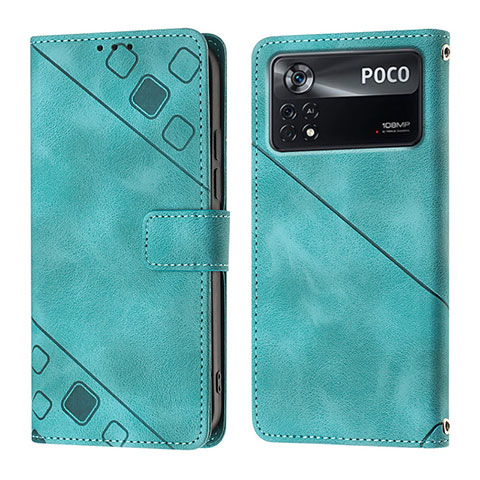 Custodia Portafoglio In Pelle Cover con Supporto YB4 per Xiaomi Poco X4 Pro 5G Verde