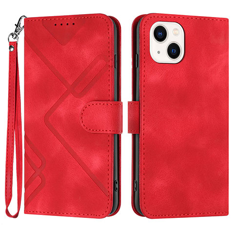 Custodia Portafoglio In Pelle Cover con Supporto YX1 per Apple iPhone 14 Rosso Rosa