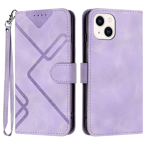 Custodia Portafoglio In Pelle Cover con Supporto YX1 per Apple iPhone 15 Plus Lavanda