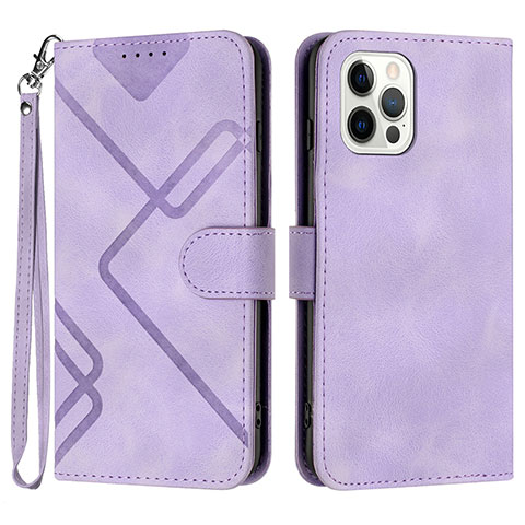 Custodia Portafoglio In Pelle Cover con Supporto YX1 per Apple iPhone 15 Pro Lavanda