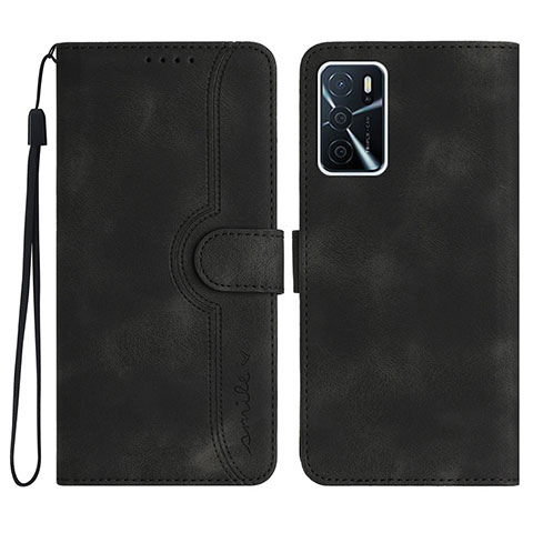 Custodia Portafoglio In Pelle Cover con Supporto YX1 per Oppo A16 Nero