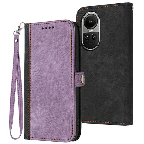 Custodia Portafoglio In Pelle Cover con Supporto YX1 per Oppo Reno10 5G Viola