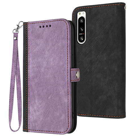 Custodia Portafoglio In Pelle Cover con Supporto YX1 per Sony Xperia 5 IV Viola