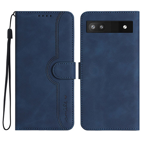 Custodia Portafoglio In Pelle Cover con Supporto YX2 per Google Pixel 6a 5G Blu