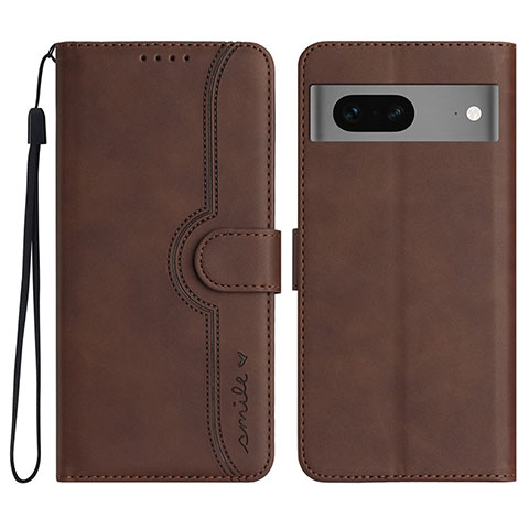 Custodia Portafoglio In Pelle Cover con Supporto YX2 per Google Pixel 7 5G Marrone