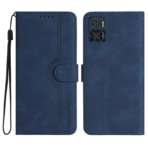 Custodia Portafoglio In Pelle Cover con Supporto YX2 per Motorola Moto E22 Blu