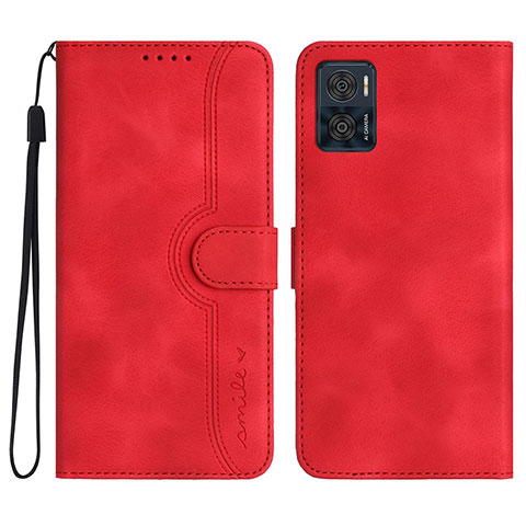 Custodia Portafoglio In Pelle Cover con Supporto YX2 per Motorola Moto E22 Rosso