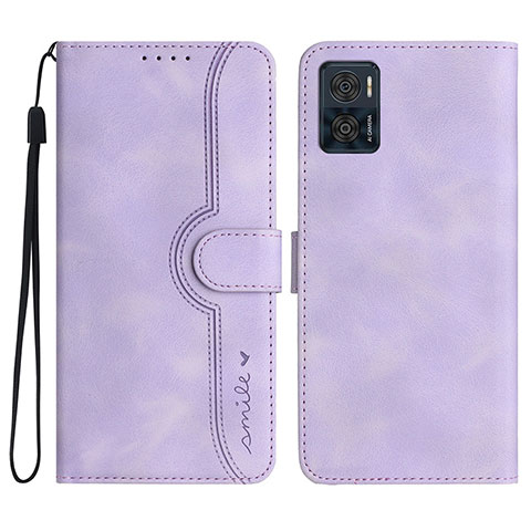 Custodia Portafoglio In Pelle Cover con Supporto YX2 per Motorola Moto E22 Viola