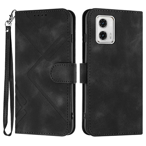 Custodia Portafoglio In Pelle Cover con Supporto YX2 per Motorola Moto G53 5G Nero