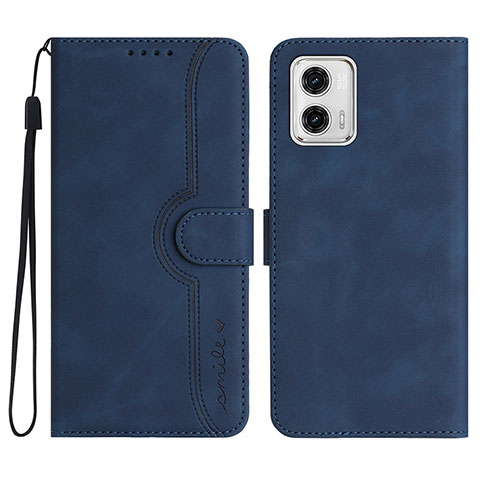 Custodia Portafoglio In Pelle Cover con Supporto YX2 per Motorola Moto G73 5G Blu