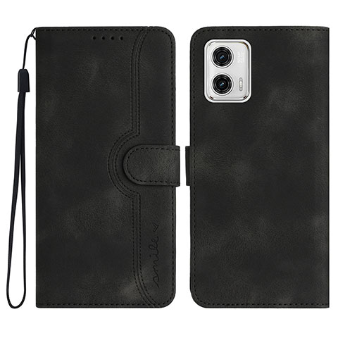 Custodia Portafoglio In Pelle Cover con Supporto YX2 per Motorola Moto G73 5G Nero