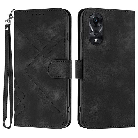 Custodia Portafoglio In Pelle Cover con Supporto YX2 per Oppo A18 Nero