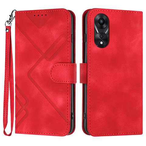 Custodia Portafoglio In Pelle Cover con Supporto YX2 per Oppo A18 Rosso