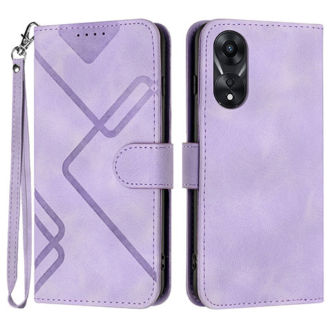 Custodia Portafoglio In Pelle Cover con Supporto YX2 per Oppo A18 Viola