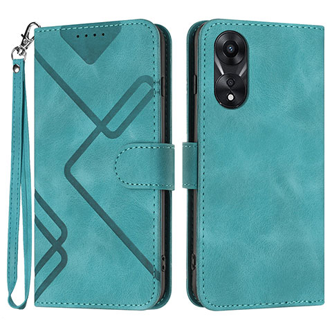 Custodia Portafoglio In Pelle Cover con Supporto YX2 per Oppo A38 Verde