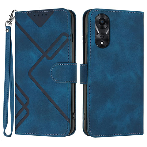 Custodia Portafoglio In Pelle Cover con Supporto YX2 per Oppo A78 4G Blu