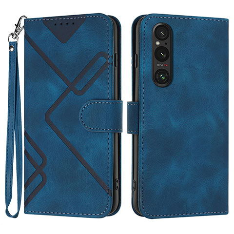 Custodia Portafoglio In Pelle Cover con Supporto YX2 per Sony Xperia 1 V Blu