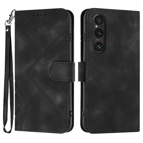 Custodia Portafoglio In Pelle Cover con Supporto YX2 per Sony Xperia 1 V Nero