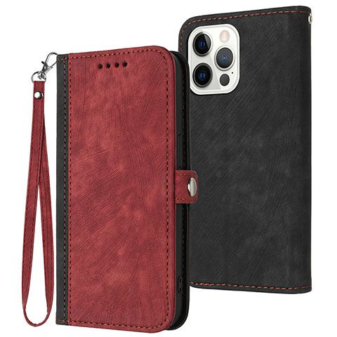 Custodia Portafoglio In Pelle Cover con Supporto YX3 per Apple iPhone 14 Pro Rosso