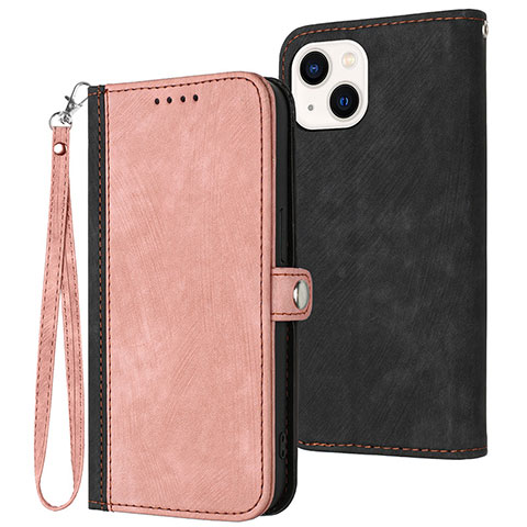 Custodia Portafoglio In Pelle Cover con Supporto YX3 per Apple iPhone 15 Oro Rosa