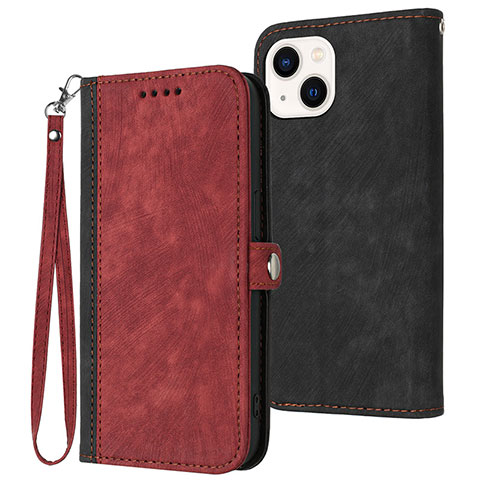 Custodia Portafoglio In Pelle Cover con Supporto YX3 per Apple iPhone 15 Plus Rosso