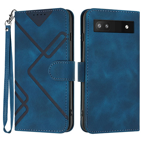 Custodia Portafoglio In Pelle Cover con Supporto YX3 per Google Pixel 6a 5G Blu