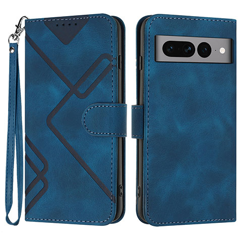 Custodia Portafoglio In Pelle Cover con Supporto YX3 per Google Pixel 7 Pro 5G Blu