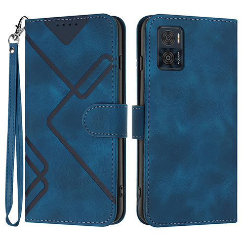 Custodia Portafoglio In Pelle Cover con Supporto YX3 per Motorola Moto E22i Blu