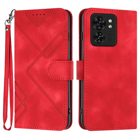Custodia Portafoglio In Pelle Cover con Supporto YX3 per Motorola Moto Edge (2023) 5G Rosso