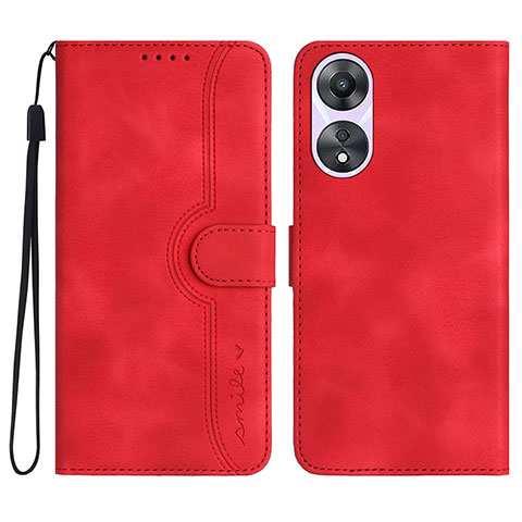 Custodia Portafoglio In Pelle Cover con Supporto YX3 per Oppo A18 Rosso