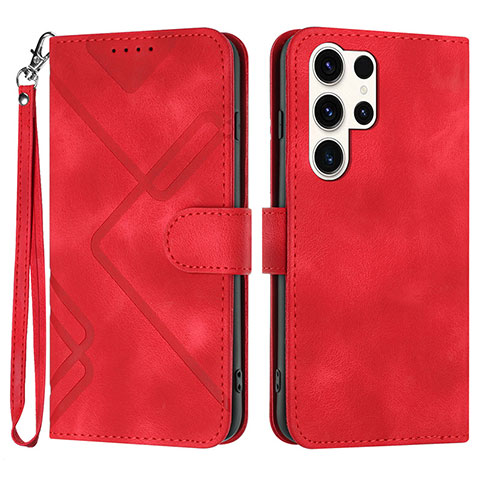 Custodia Portafoglio In Pelle Cover con Supporto YX3 per Samsung Galaxy S22 Ultra 5G Rosso