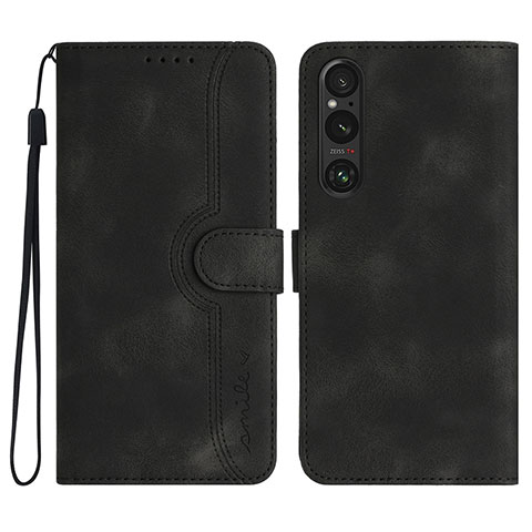 Custodia Portafoglio In Pelle Cover con Supporto YX3 per Sony Xperia 1 V Nero