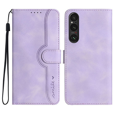 Custodia Portafoglio In Pelle Cover con Supporto YX3 per Sony Xperia 1 V Viola