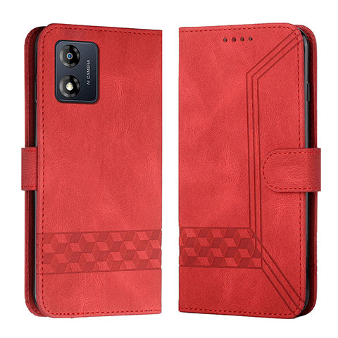 Custodia Portafoglio In Pelle Cover con Supporto YX4 per Motorola Moto E13 Rosso