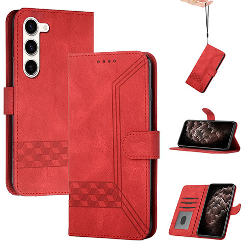 Custodia Portafoglio In Pelle Cover con Supporto YX4 per Samsung Galaxy S22 5G Rosso