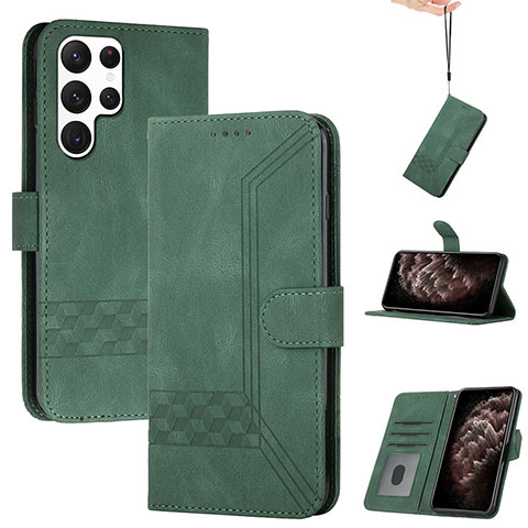 Custodia Portafoglio In Pelle Cover con Supporto YX4 per Samsung Galaxy S23 Ultra 5G Verde