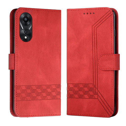 Custodia Portafoglio In Pelle Cover con Supporto YX5 per Oppo A18 Rosso