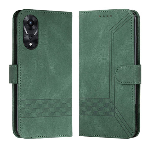 Custodia Portafoglio In Pelle Cover con Supporto YX5 per Oppo A38 Verde