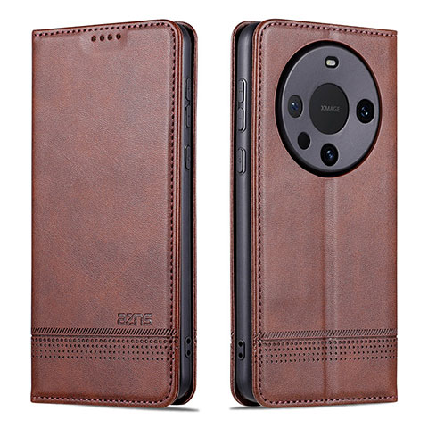 Custodia Portafoglio In Pelle Cover con Supporto YZ2 per Huawei Mate 60 Marrone