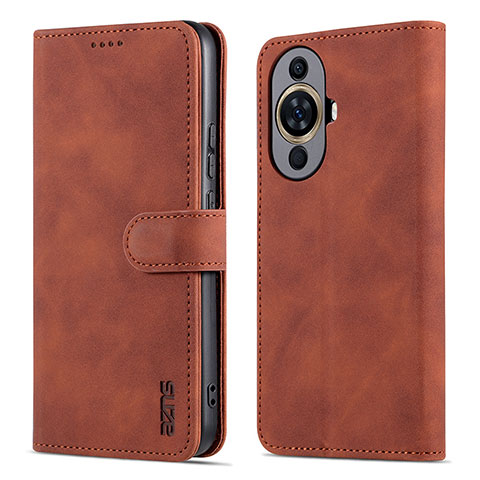 Custodia Portafoglio In Pelle Cover con Supporto YZ5 per Huawei Nova 11 Marrone