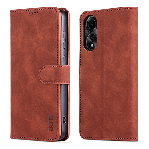 Custodia Portafoglio In Pelle Cover con Supporto YZ5 per Oppo A78 4G Marrone